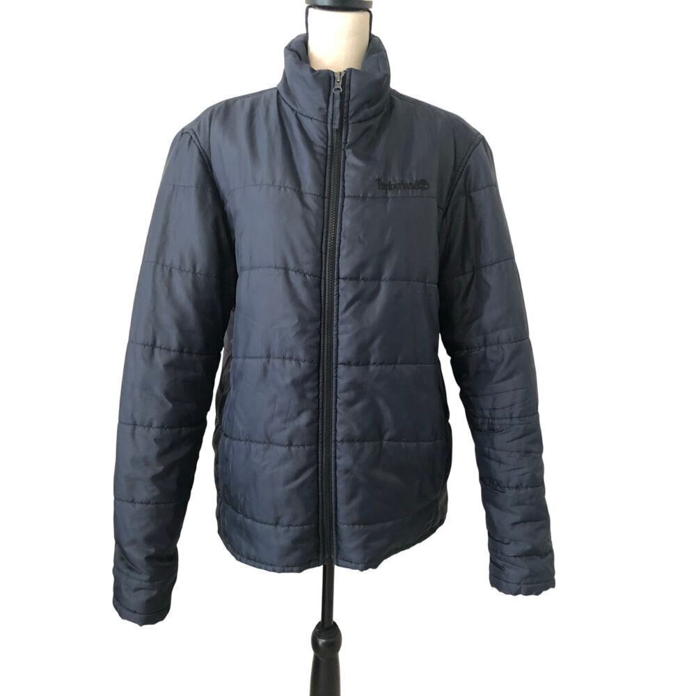 Timberland Mens Jacket Size L Navy Blue Puffy Quilted Lightweight Coat Outdoors